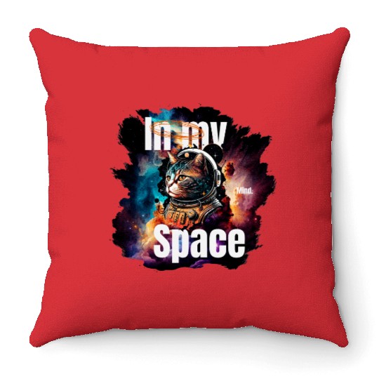 In my Mind Space Cat Astronaut Animal Pets Lover Throw Pillows