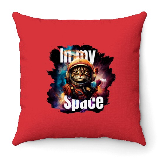 In my Mind Space Cat Astronaut Animal Pet Lover Throw Pillows