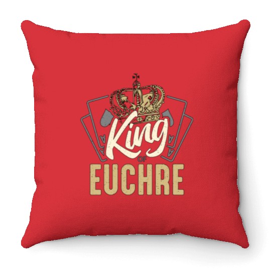 Euchre King Of Euchre Board Game Playing Cards Throw Pillows