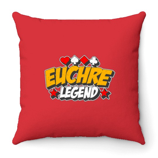 Euchre Legend Card Games Pinochle Playing Cards Throw Pillows