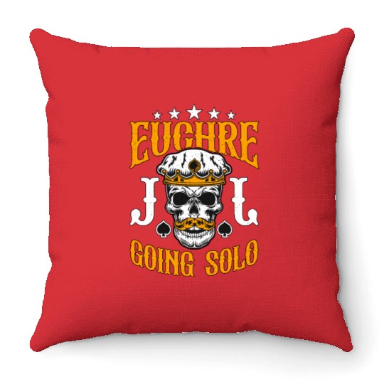 Euchre Going Solo Board Game Loves Playing Cards Throw Pillows