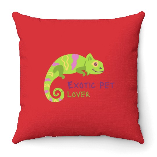 Green Chameleon Lizard Exotic Pet Lover Throw Pillows