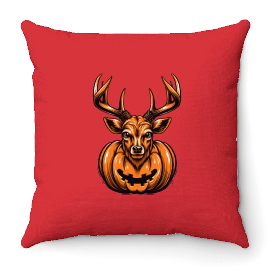 Deer Pumpkin Lazy Halloween Party Costume Kids Throw Pillows