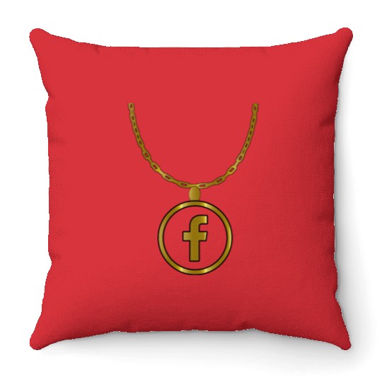 Facebook necklace Throw Pillows