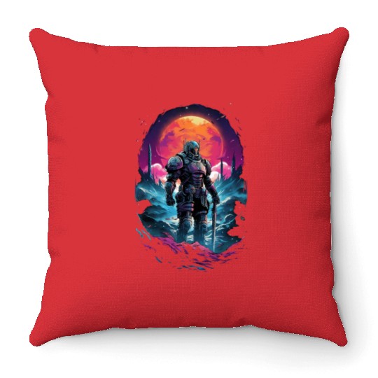 Astro Knight Throw Pillows