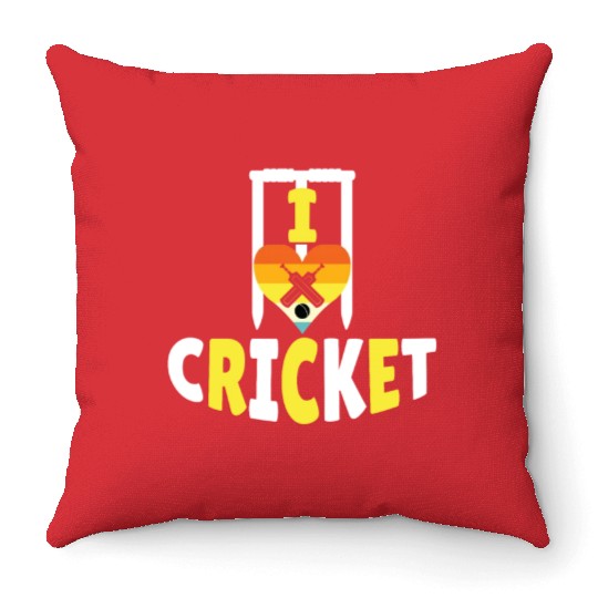 I Love Cricket Throw Pillows