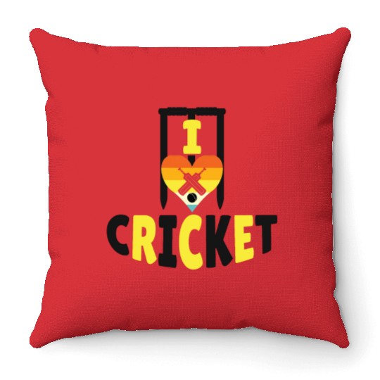 I Love Cricket Throw Pillows