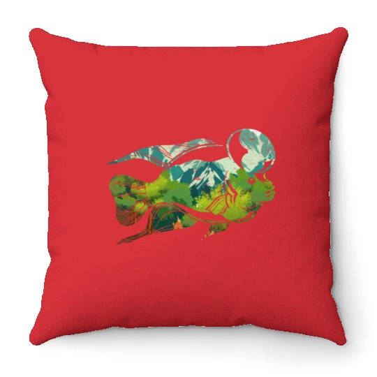 Nature Mountain Fishing Animal Angling Gift Fish Throw Pillows