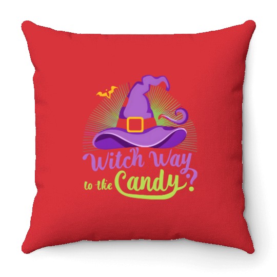 Witch Way to the Candy? A Magical Quest Awaits! Throw Pillows