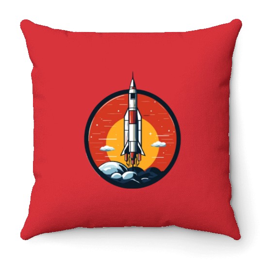 Nostalgic Rocket Emblem Gift Timeless Classic Throw Pillows