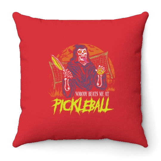 Nobody beats me at pickleball | wacky rockin game Throw Pillows