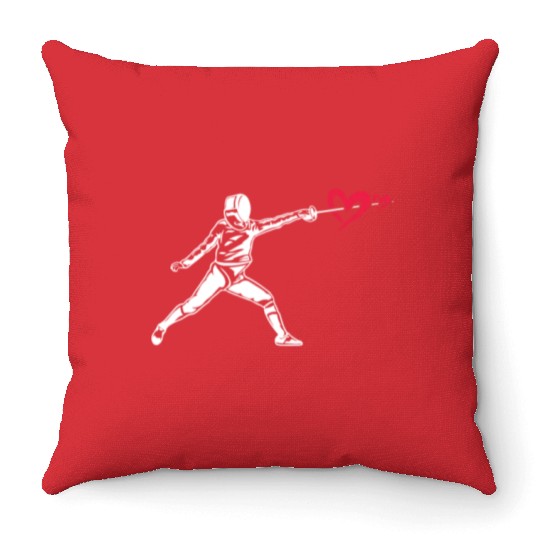 Fencing Fencer Heart Throw Pillows