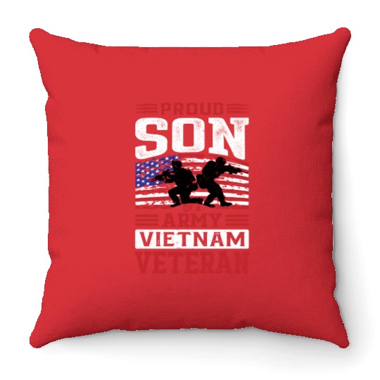 Proud Son Of A Army Vietnam Veteran Throw Pillows