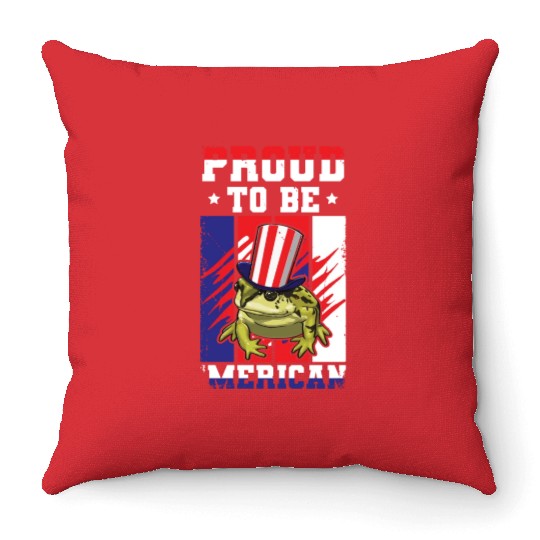 Proud To Be Merica Frog Throw Pillows