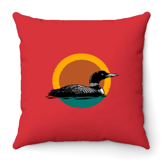 Loon Sunset Faded Look with Retro Colors Throw Pillows
