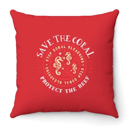 Protect the Coral Save the Reef Rustic Crest Throw Pillows