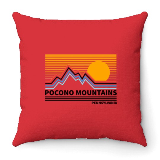 Pocono Mountains Pennsylvania Vintage Retro Hiking Throw Pillows