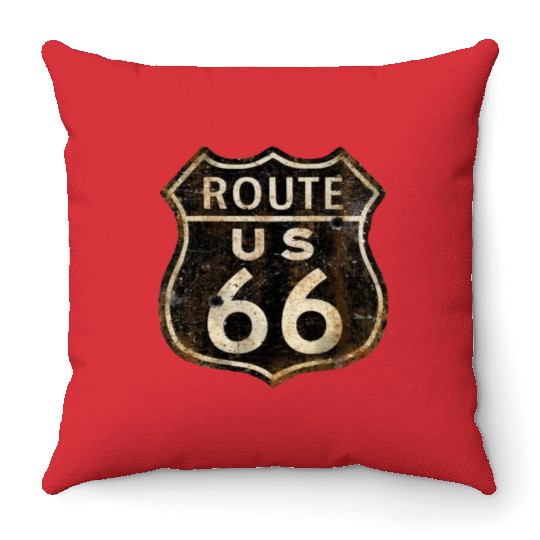 Route 66 vintage sign 2 Throw Pillows