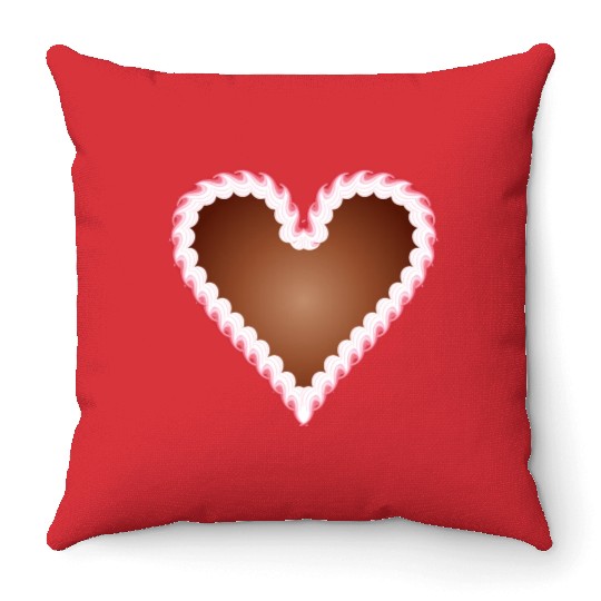 Gingerbread heart folk festival with icing Throw Pillows