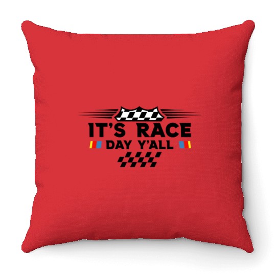 It s Race Day Y all Funny Racing Drag Car Truck Throw Pillows