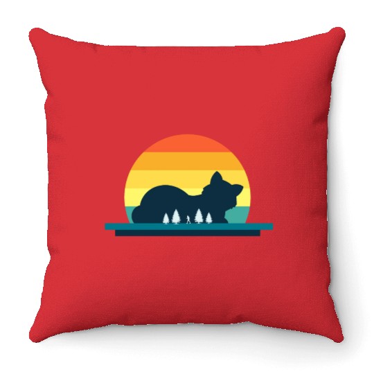 Cat Shadow Mountain Cat Lover Nature Trekking For Throw Pillows