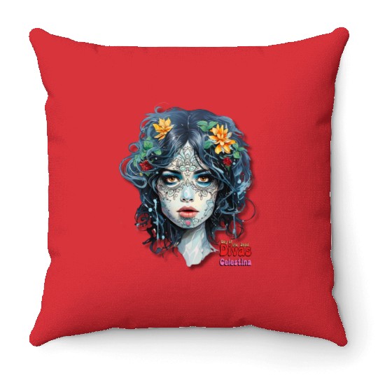 Day of the Dead Divas - Celestina Throw Pillows