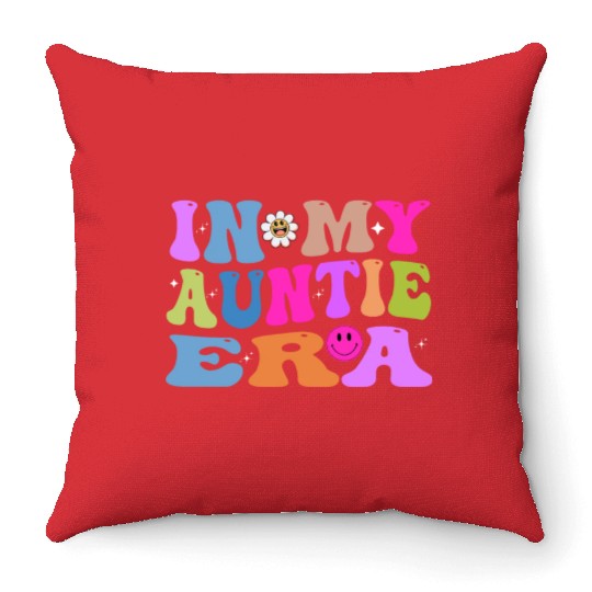 In My Auntie Era Baby Announcement for Aunt Mother Throw Pillows