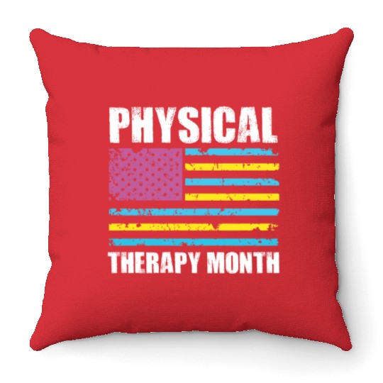 USA Flag PT PTA Physical Therapy Gift Physical Throw Pillows