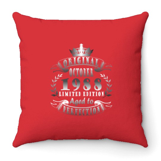 october 1988 Anniversary october 1988 october Throw Pillows