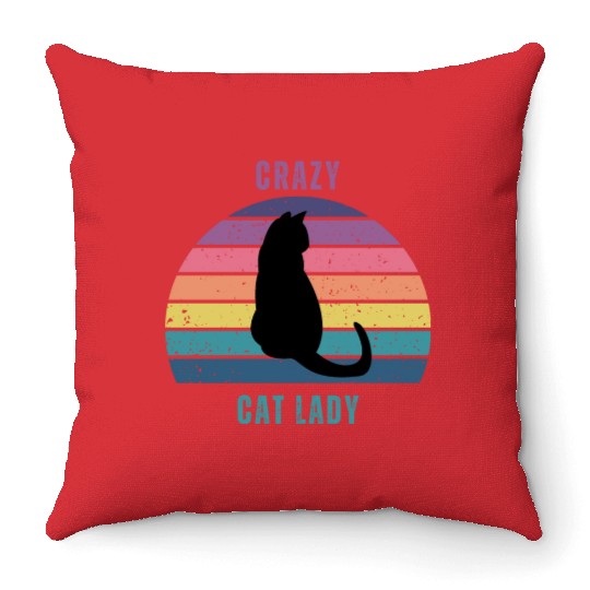 crazy cat lady Throw Pillows