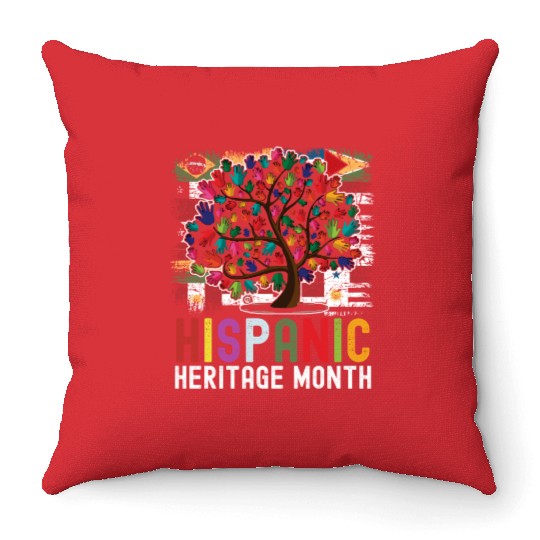 Hispanic Heritage Month Hand Flags Latin Throw Pillows