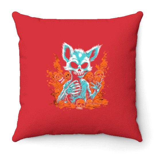 Halloween Fuchs Skeleton Throw Pillows