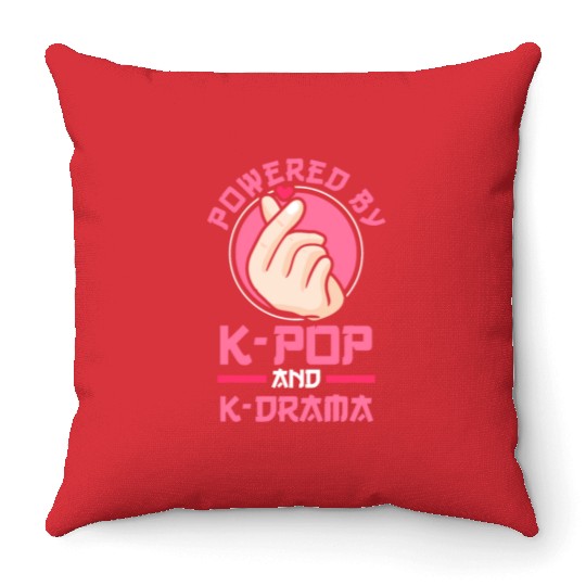 Powered by K-pop and K-Drama Kpopkorean dramak pop Throw Pillows