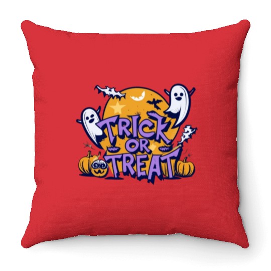 Trick or Treat Design Halloween Throw Pillows Throw Pillows Tees