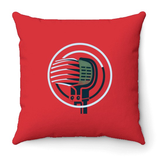 Radio microphone ringed planet Throw Pillows
