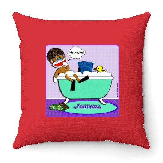 Jumau the Sock Monkey Throw Pillows