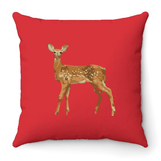 Deer watercolor illustration Throw Pillows