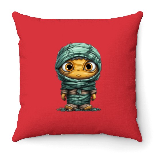 Halloween Spooky Cartoon Mummy Throw Pillows