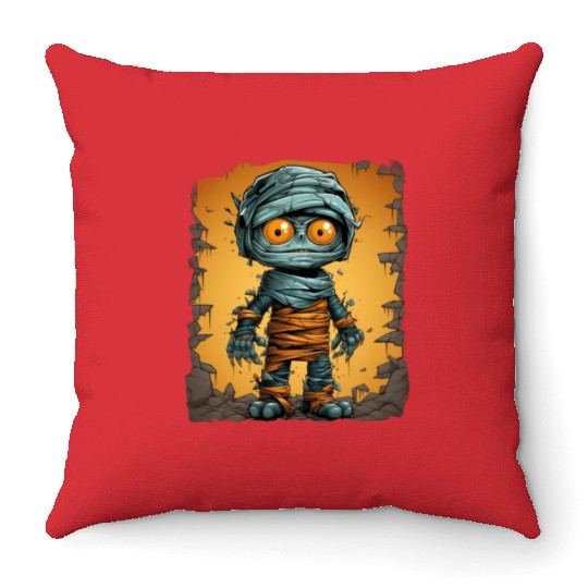 Halloween Spooky Cartoon Mummy Throw Pillows