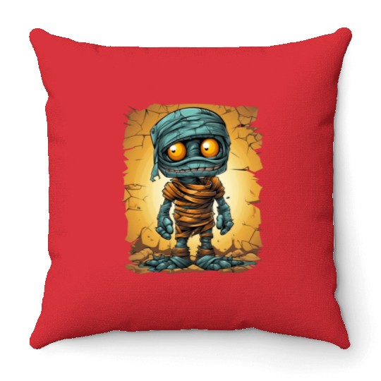 Halloween Spooky Cartoon Mummy Throw Pillows