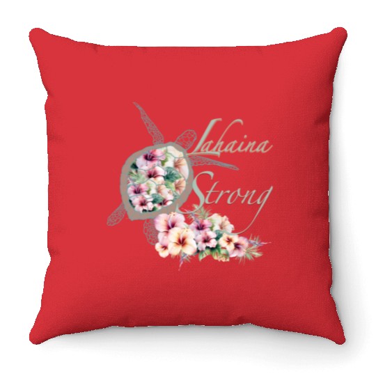 Lahaina Strong: Hibiscus and Sea Turtle Throw Pillows