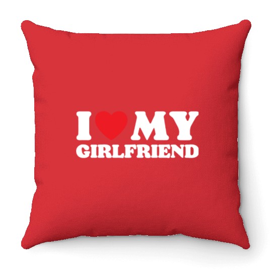 I Love My Girlfriend Throw Pillows