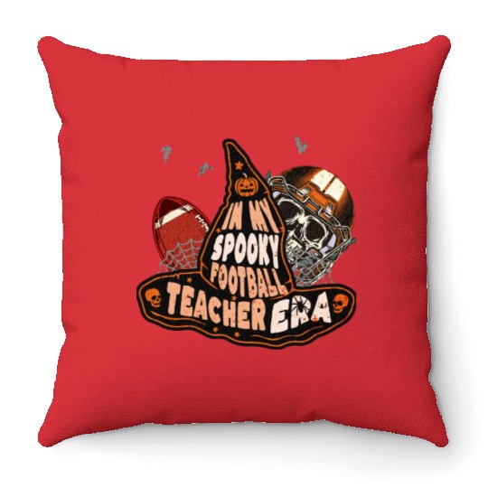 In My Spooky Football Teacher Era Witch Throw Pillows