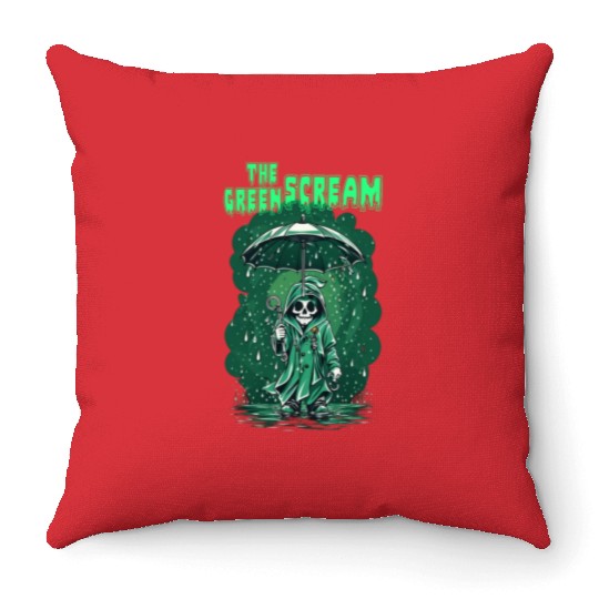 The Green Scream Throw Pillows