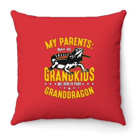 Bearded Dragon My Parents Give Us Grandkids Lizard Throw Pillows