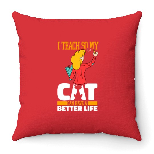 Daycare Teacher Cat Throw Pillows