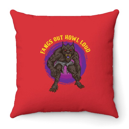 Funny Horror Werewolf Lycanthropy Full Moon Shapes Throw Pillows