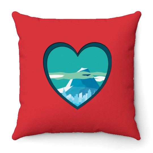 Blue mountain Throw Pillows