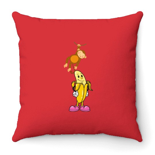 Banana and Monkey Throw Pillows