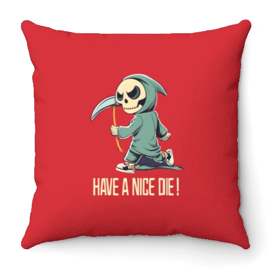 Cute Chibi Grim Reaper Throw Pillows